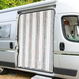 Lemodo Insektenschutz-Vorhang Türvorhang 90 x 200 cm Hellgrau-weiß