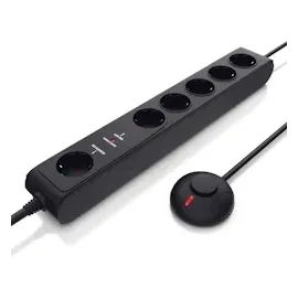 Arendo Mehrfachsteckdose 3680 W 1,5 m Schwarz 6 St.