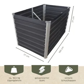 NATIV Hochbeet Metall eckig 160 x 77 x 77 cm Grau