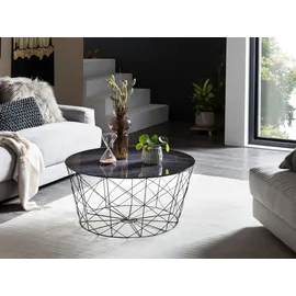 SalesFever Couchtisch mit Metallkorb Ø 80 cm | schwarz