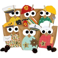 Papierdrachen DIY Adventskalender zum Befüllen - Weihnachtseulen - Eulen Weihnachten - Set Gelb Bunt Berufe Edition - zum selbst basteln - für Kinder und Erwachsene