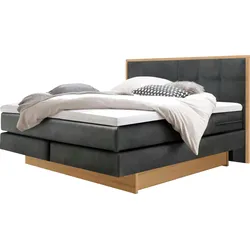Boxspringbett HASENA "Ottawa", braun (anthrazit, eiche bianco), B:188cm L:205cm, Komplettbetten, Boxspringbett, Boxspringbett, wählbare Polsterbezüge, zwei Bettkästen aus Eiche