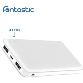 Fontastic Renz10 10.000mAh, 2x USB-A & 1x Typ-C Ladezustandsanzeige, In & Output 5V / 2A, - Weiß