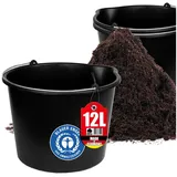 BigDean Mörtelkübel 3x Baueimer 12l mit Ausguss Garten Mörtel Beton Eimer Made in Germany, (3-tlg) schwarz