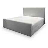 masseno Boxbett, Hellgrau, Holz, 160x200 cm Schlafzimmer, Betten, Boxspringbetten
