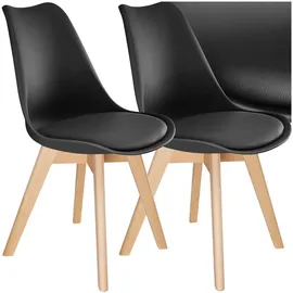 Tectake tectake® Esszimmerstuhl, gepolsterte Sitzfläche, massive Holzbeine, 49 x 56 x 82,5 cm