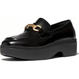 FitFlop F-luma Damen-Slipper aus Chunky-Snaffle-Leder, Halbkeil, Schwarz, 40 EU - 40 EU