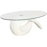 vidaXL Couchtisch Oval Weiß Glas 115 x 64 x 44,7 cm