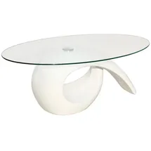vidaXL Couchtisch Oval Weiß Glas 115 x 64 x 44,7 cm