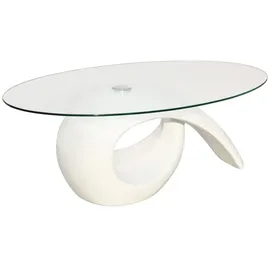 vidaXL Couchtisch Oval Weiß Glas 115 x 64 x 44,7 cm