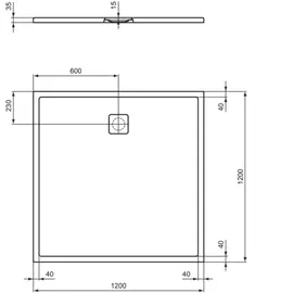 Ideal Standard Ultra Flat Evo Brausewanne Quadrat 1200x1200x35mm Weiß