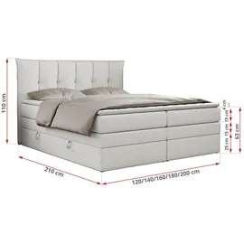 MKS Meble Boxspringbett 7-Zonen Taschenfederkernmatratze und Topper - PREMIUM-10-KING - 200x200cm - Weiß - H4 - Weiß