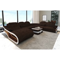 Sofa Dreams Wohnlandschaft Sofa Elegante M XXL Form Stoffsofa Polster Stoff Couch, wahlweise mit Bettfunktion braun|weiß