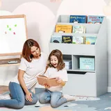 Homcom Kinderregal mit Schublade 60 x 29,9 x 90 cm Holzwerkstoff grau