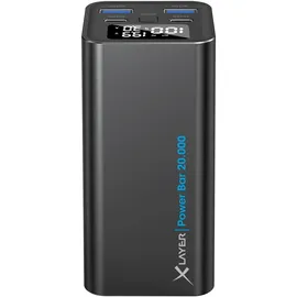 Xlayer Powerstation (20000 mAh, 65 W, 74 Wh), Powerbank, Schwarz