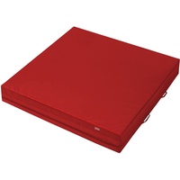 ALPIDEX Mini Weichbodenmatte Matte Turnmatte Fallschutz 100 x 100 x 20 cm mit Tragegriffen und Anti-Rutschboden, Farbe:rot
