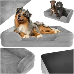 tectake® Orthopädisches Hundebett, mit abnehmbarem, wasserdichtem Plüschbezug, rutschfeste Unterseite, waschbar