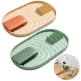 KASESSS 2 Stück Topfdeckelhalter Löffelablage Ständer, Faltbar Halter für Topfdeckel und Löffel, Multifunktional Küchenutensilablage, Topfdeckelablage und Besteckablage zur Vermeidung von Tropfflecken