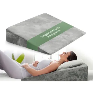 Well B4 Keilkissen für Bett und Couch, Matratzenkeil, Reflux Kissen [mit 2 Liegezonen], Lesekissen zur Schlaferhöhung Rückenkissen als Bettkopfteil, Betterhöher, Rückenstützkissen, Beinkissen oder Venenkissen