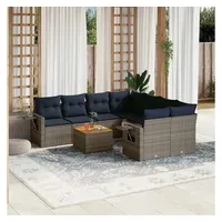 vidaXL Gartensofa-Set 9-tlg. grau Polyrattan