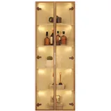 Merax LED Eckvitrine 62×35×160 cm, Vitrinenschrank mit gehärteten Glastüren & Beleuchtung, Sammlungsvitrine, Bücherregal, Eckschrank, Weiß