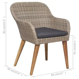 vidaXL Polyrattan Garten-Essgruppe 7-tlg. braun 3068830