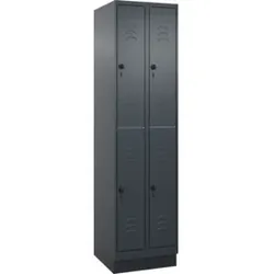 C+P Doppelstock-Spind Classic PLUS, Sockel, 2 Abteile, 1950x500x500mm, 7016/7016 Front RAL 7016 Anthrazitgrau