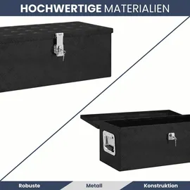 deluke DELUKE® Aluminiumbox mit Deckel Abschließbar Alubox Deichselbox Alu Anhängerbox Werkzeugkiste Transportbox Metallkiste, 70x31x27cm Schwarz