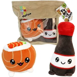 JoyToy Joy Toy - Yummis Together Uramaki und SOYA - 2 Plüsch 15 cm in Take Away Plüsch Tasche 21x21 cm