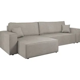 Mirjan24 Ecksofa Karl Maxi, Eckcouch, Couch mit Bettkasten und Schlaffunktion, L-Form, Ottomane universal, Dekorative Kissen-Set (Farbe: Lima 50) - Grau