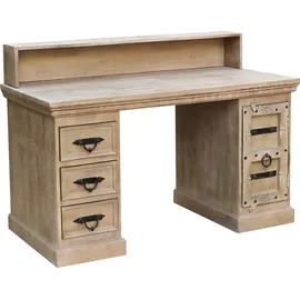 SIT Möbel Schreibtisch mit 1 Tür, 3 Schubladen | Mango-Holz natur | B 132 x T 65 x H 90 cm | 14507-01 | Serie DAIPUR