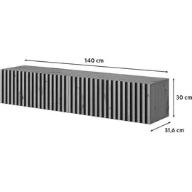 Selsey - Tv-schrank Telire - 140 cm - Schwarz Mit Handwerklicher Eichen-lamellenfront