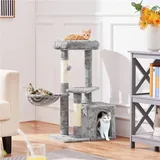 Yaheetech Kratzbaum Katzenkratzbaum 145 cm Stabiler Katzenbaum mit Aussichtsplattform Liegemulde Sisalstämme Kletterbaum für Katzen