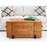 Truhe Couchtisch Holz massiv Wohnzimmertisch Truhentisch Kiste vintage champagne