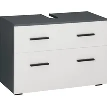 INOSIGN Waschbeckenunterschrank INOSIGN "Skara", grau (anthrazit, weiß), B:80cm H:55cm T:35cm, Spanplatte, Schränke, Waschbeckenunterschrank, mit Klappe und Schubkasten, schwarze Griffe, Breite 80 cm, Höhe 55 cm
