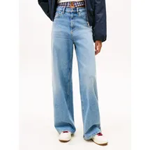 Tommy Hilfiger TOMMY JEANS "CLAIRE HR WD", Damen, Gr. 30, Länge 32, blau (denim medium), Denim/Jeans, Obermaterial: 99% Baumwolle, 1% Elasthan, Abriebeffekte, weit knöchellang, Jeans
