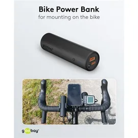 goobay Bike-Powerbank mit 5000mAh, mobile Powerbank ideal zur Montage am Rahmen, mit USB-A und USB-C-Anschluss