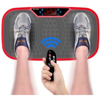 SportTronic Vibrationsplatte Profi Vibrationsplatte, XXL Fläche: 68 x 38 cm, 3D Wipp Vibrations, Technologie, inkl. Trainingsbänder & Fernbedienung rot