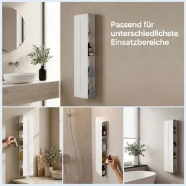 doporro Regal Schmal Weiß 4 Etagen, Schlankes Regal Badezimmer 90 x 20 x 9 cm, Badezimmer Regal aus Metall, Duschregal Wandregal zum Bohren für Dusche & Bad, Reglo-16