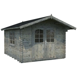 PALMAKO Blockbohlenhaus »Sally«, Holz, BxHxT: 362 x 263 x 360 cm (Außenmaße inkl. Dachüberstand) - grau