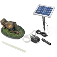 Esotec Solar Wasserspeier Set Frosch liegend auf Seerosenblatt, Pumpe, Solarmodul, Teichfigur, Gartenfiguren & Gartenstatuen, Gartenbrunnen Solar, Springbrunnen außen, Vogeltränke 101664