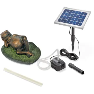 Esotec Solar Wasserspeier Set Frosch liegend auf Seerosenblatt, Pumpe, Solarmodul, Teichfigur, Gartenfiguren & Gartenstatuen, Gartenbrunnen Solar, Springbrunnen außen, Vogeltränke 101664