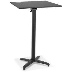 Kadima Design Klappbarer Outdoor-Stehtisch, 68x68, Schwarz, Quadrat, Holz & Aluminium, Wetterbeständig