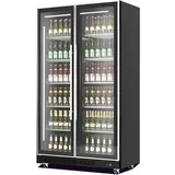 GROJU Mobiler Flaschenkühlschrank mit 2 Glastüren Getränkekühlschrank Kühlschrank Gastro 758 L 0/10°C ISO 48 mm