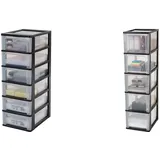 Iris Ohyama, Schubladenschrank/Schubladencontainer - Organizer Chest OCH-2006 - plastik, schwarz,6 x 7 L, L35,5 x B26 x H72,5 cm + Ohyama, Organizer Chest OCH-2500-5 x 13 L, L35,5 x B26 x H99,5 cm