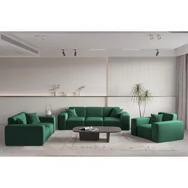 Fun Möbel Sessel CELES PREMIUM Stoff Opera Velvet 121 x 73 x 88 cm Grün mit Zierkissen