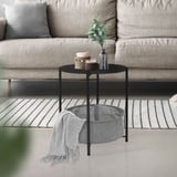 Beistelltisch mit Korb Couchtisch Tabletttisch Sofatisch Metall Ø 43cm