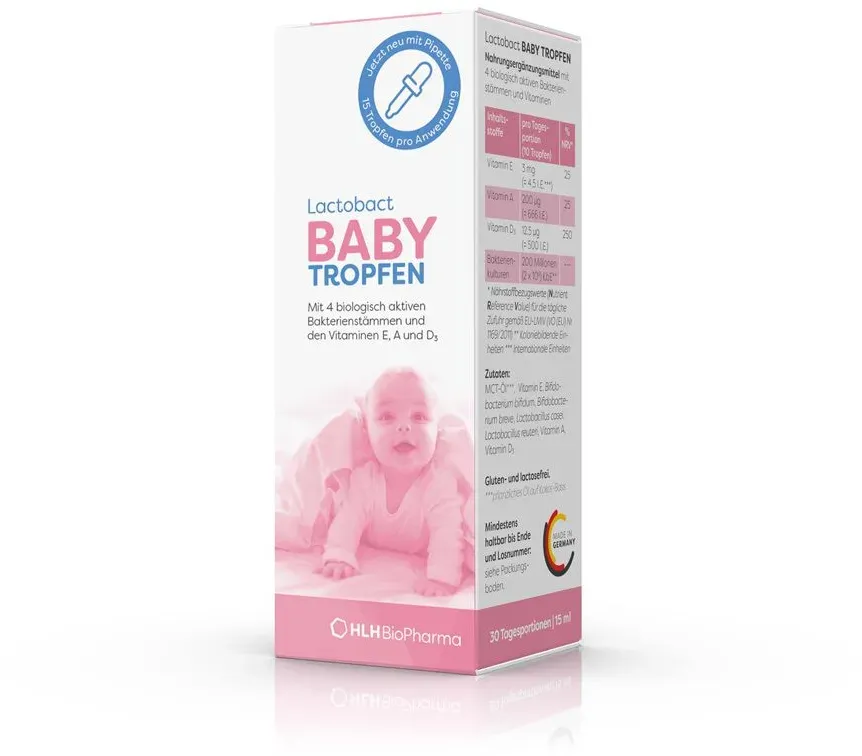 Lactobact Baby Tropfen - Biologisch aktive Bakterien für die Darmflora ab dem Tag der Geburt