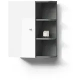 livinity® Badschrank, Weiß Hochglanz, Anthrazit, 5 Fächer, Rechteckig, 47.2x59.2x20.8 cm, Badezimmer, Badezimmerschränke, Hängeschränke