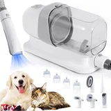 Hundeschermaschine mit Staubsauger, Profi Haustierpflegeset Staubsauger Leise Schermaschine Hund Katze Tierhaarschneidemaschine, Tierhaarentferner mit 5 bewährten Pflegewerkzeugen (2,3L Staubbehälter)